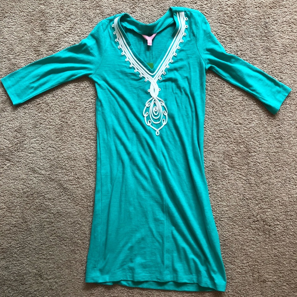 NWT Lily Pulitzer teal long sleeve dress